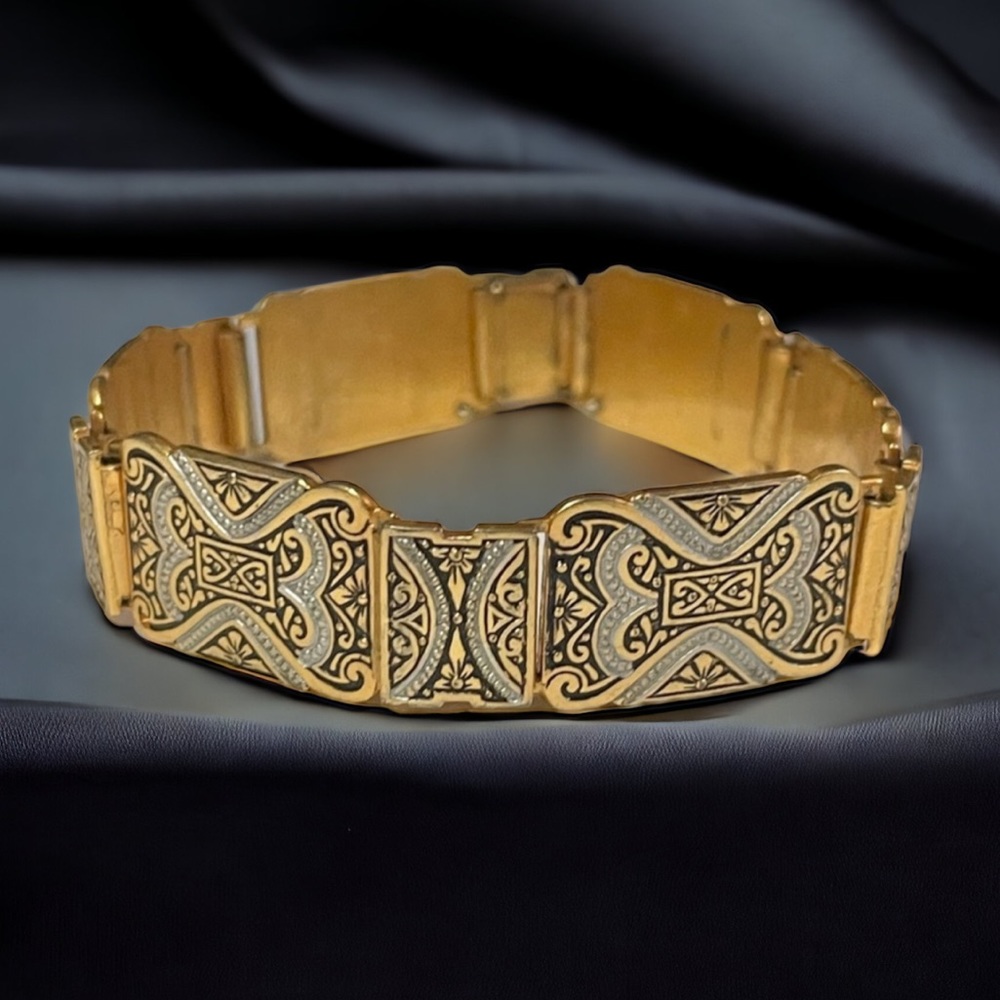 Vintage gold Spanish Damascene bracelet